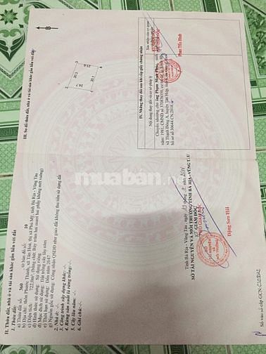 Cần bán 722m2 giá 3.3 tỷ xã Tân Hòa, Thị xã Phú Mỹ, Bà Rịa Vũng Tàu