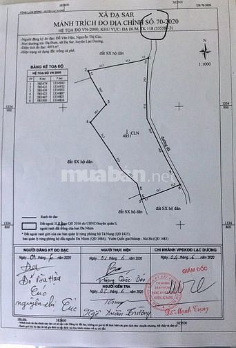 Cần Bán 4851m2 đấy CLN gần Vườn Dâu Việt Hàn .